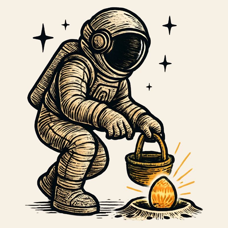 Astronaut collects easter egg