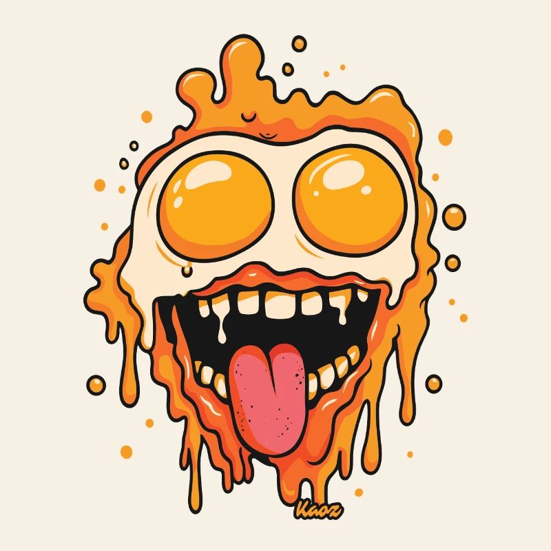 Melting face with fried egg eyes