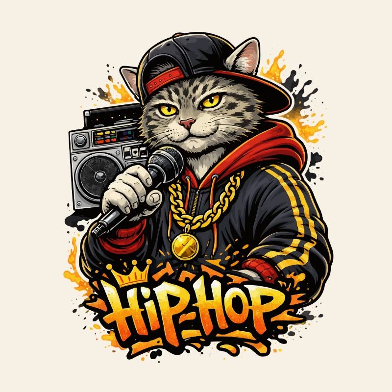 HipHop Katze mit Mikro