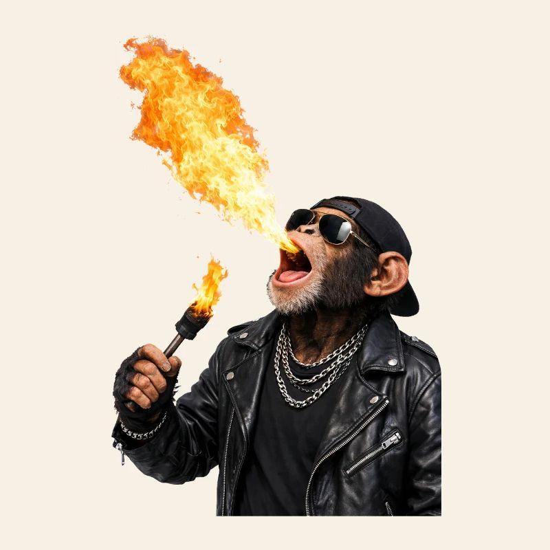 Flame Monkey Rocker Leather Jacket