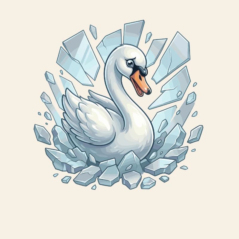 Schwan bricht durchs Eis