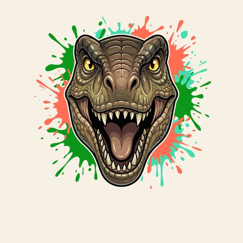 T-Rex Neon Paint Splatter Head