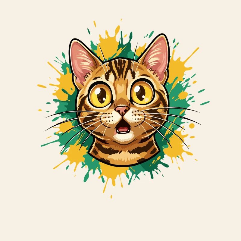Cat Head Color Explosion Illustration