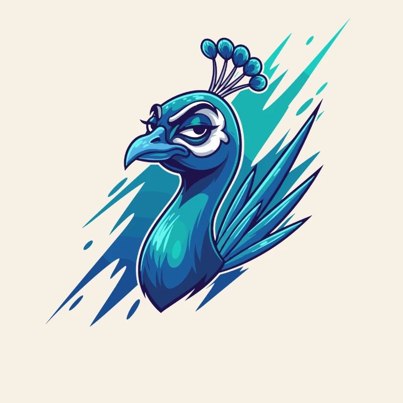 Neon Blue Peacock Head