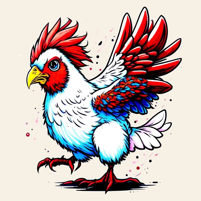 Coq coloré aux couleurs du feu
