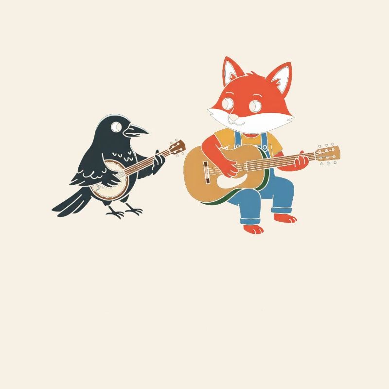 Fox Guitar Crow