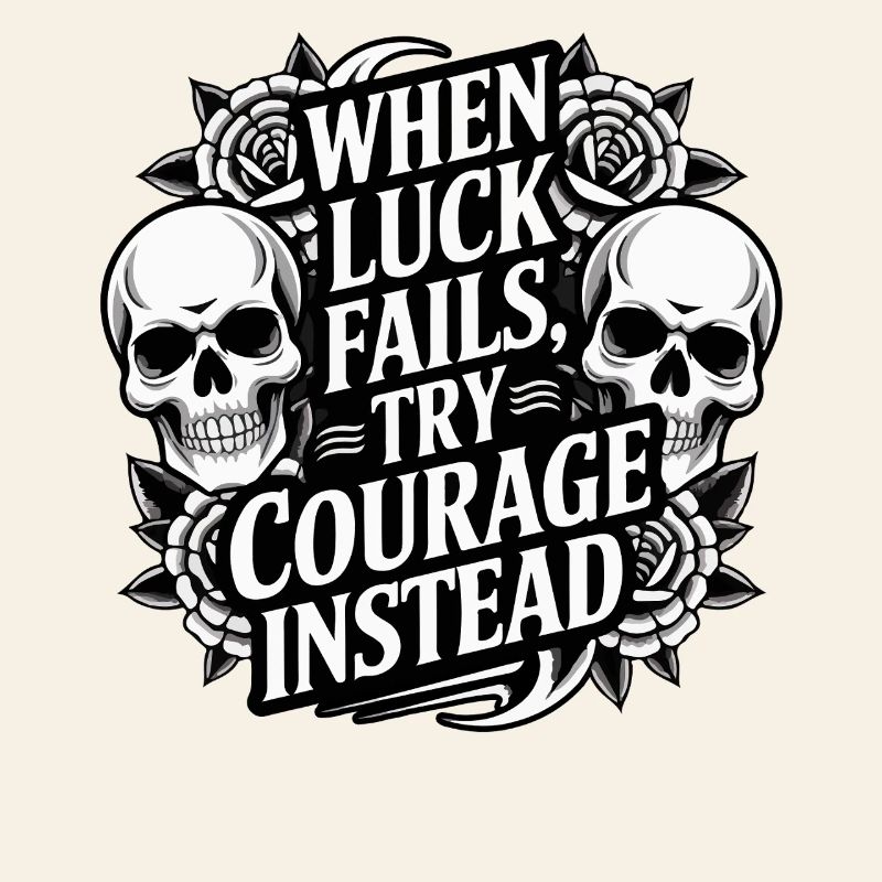 Courage Over Luck Skull Roses
