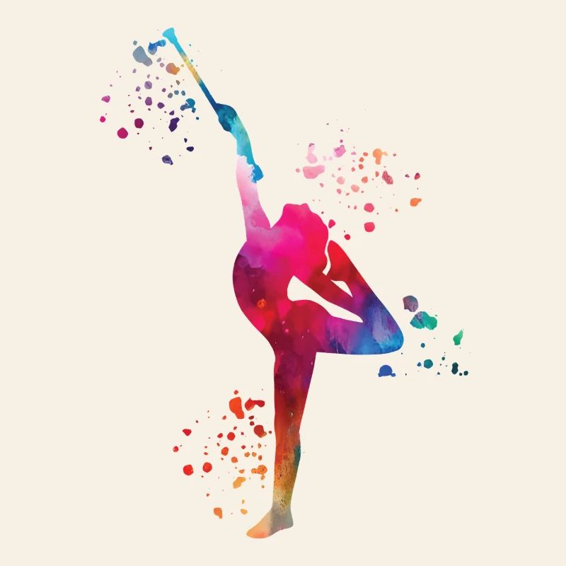 Gymnast with baton rhythmic gymnastics