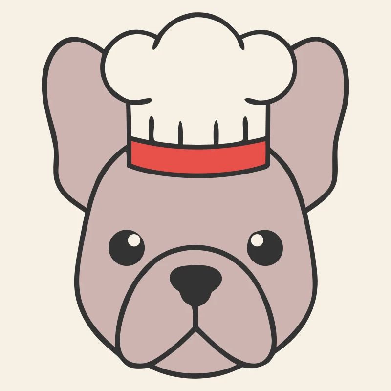 Frenchie Chef Hat Head Logo