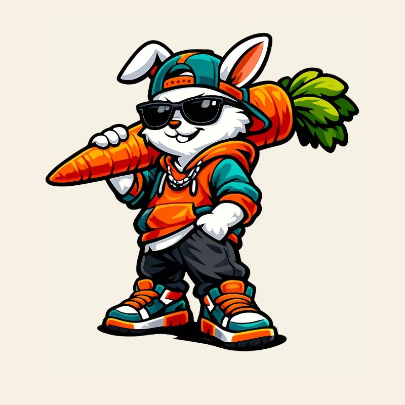 Funny Easter Bunny with Carrot Rabbit