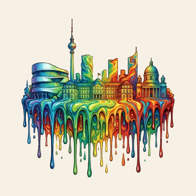 Stuttgart with colourful gradient