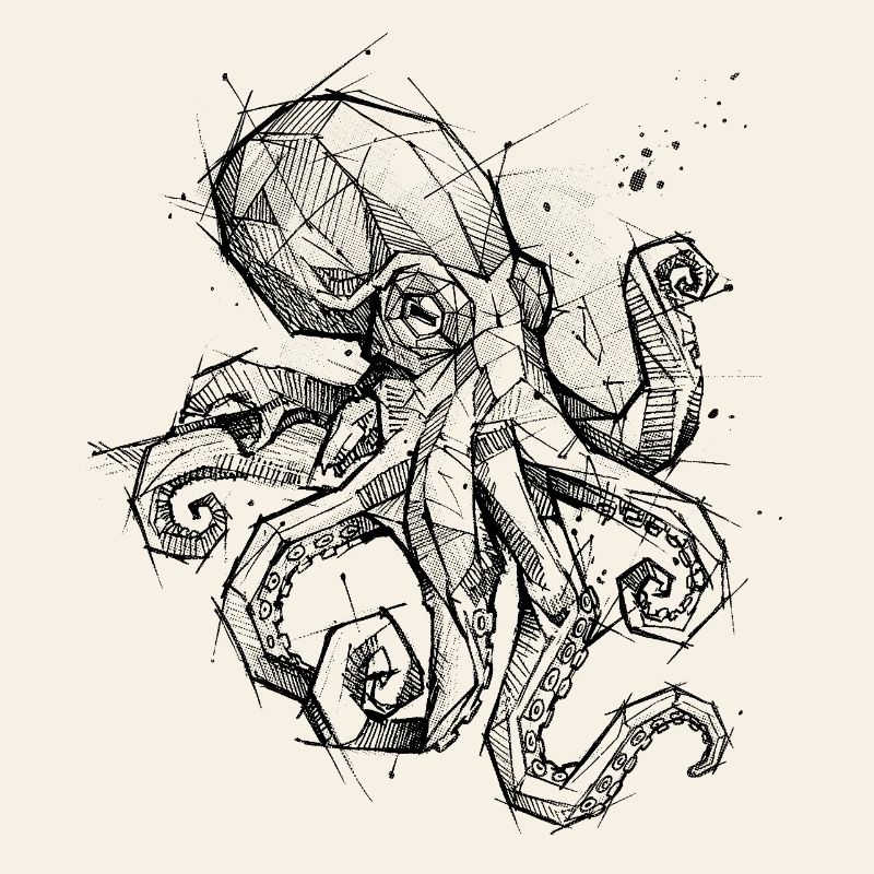 Octopus Geometric - Modern Sketch Design