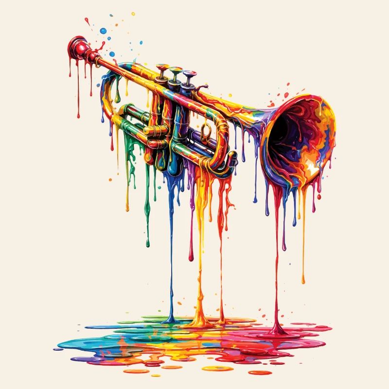 Trumpet with dripping paint