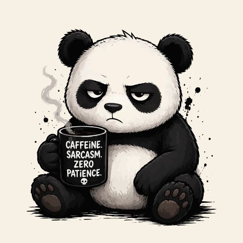 Kaffeepanda mit Sarkasmus