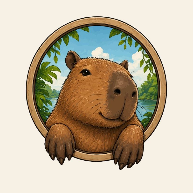 Cuddly capybara in frame