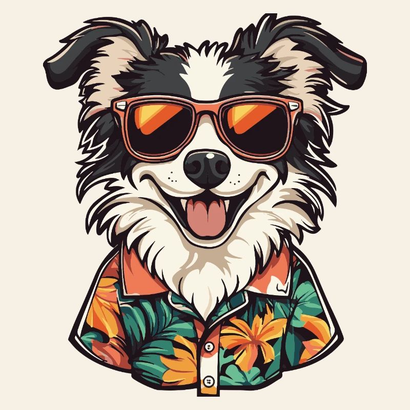 Border Collie Hund Comic Urlaub