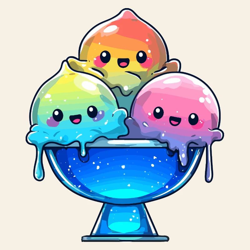 Regenbogen Eis-Trio in Schale