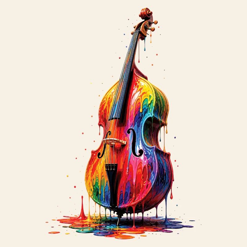 Double bass with dripping paint