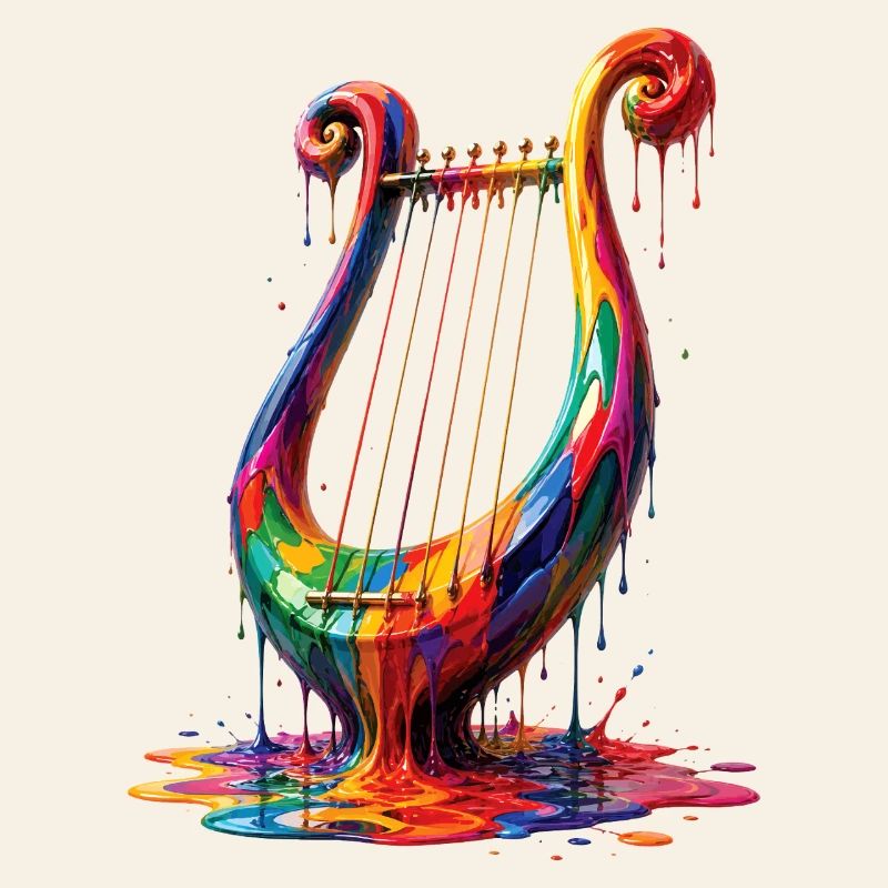 Lyre with dripping paint