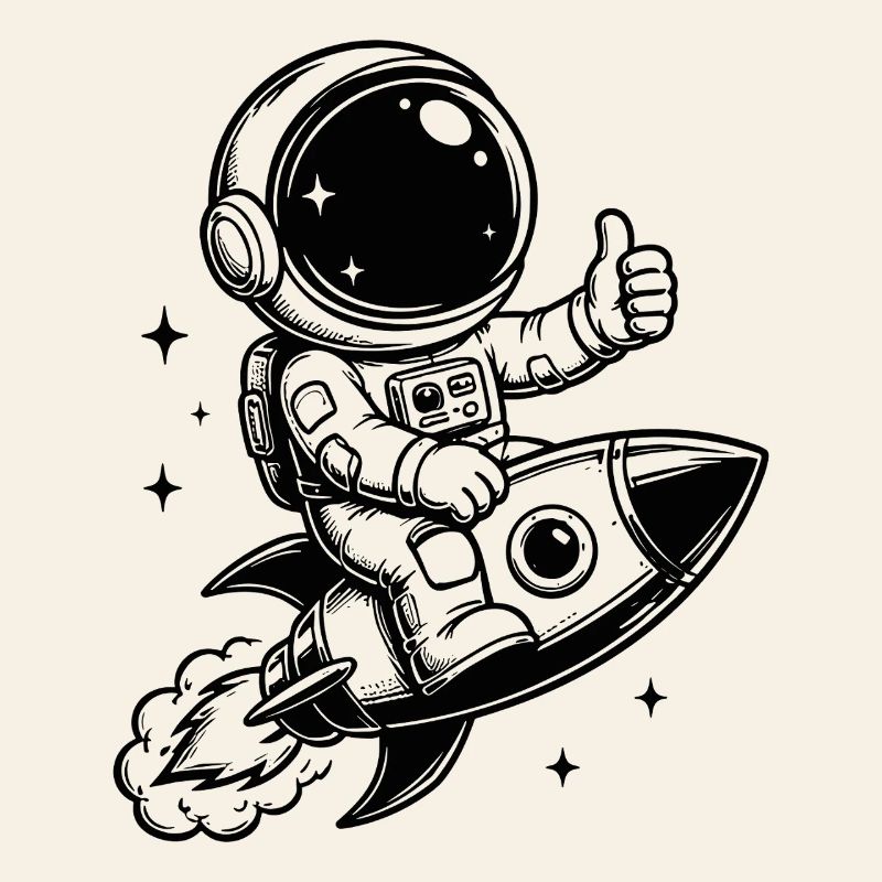 Astronaut on rocket space adventure