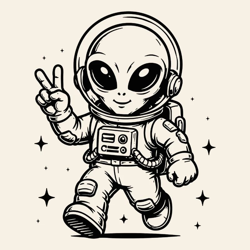 Astronaut Alien Peace in Space