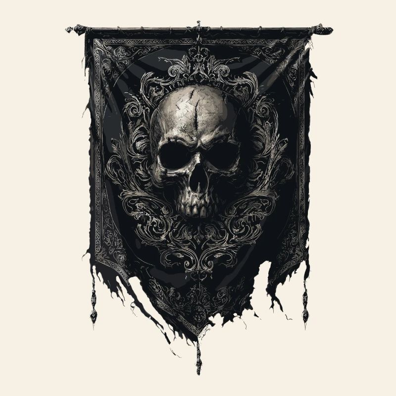 Gothic Banner - Skull with Embellishments