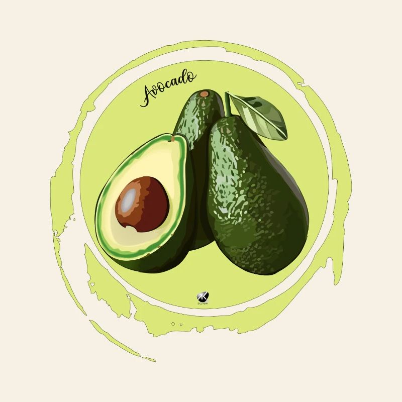 Avocado illustration in a circle