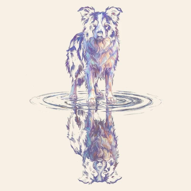 Border Collie Water Reflection