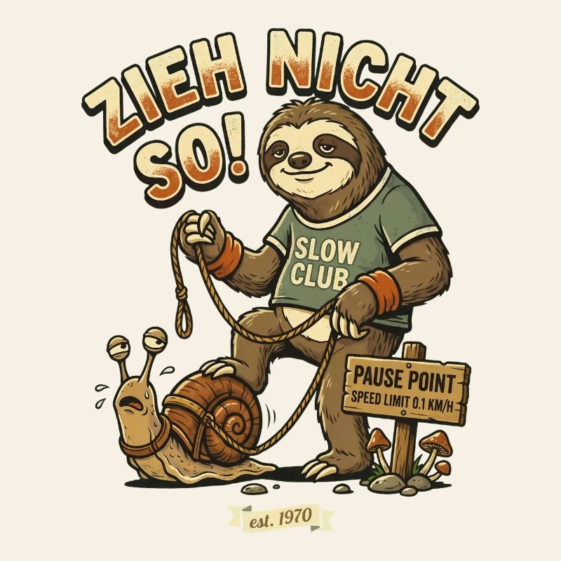 Don't Drag So Sloth Snail Retro Comic