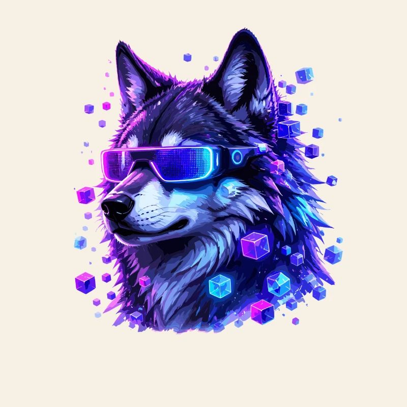 Neon wolf with VRBrille