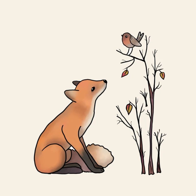 Fuchs und Rotkehlchen