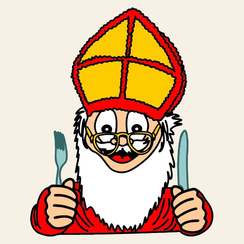 Sinterklaas with knife and fork