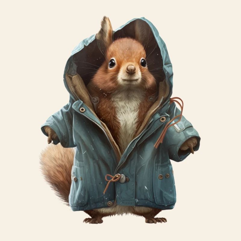 Design mit einem Eichhörnchen was eine Jacke trägt