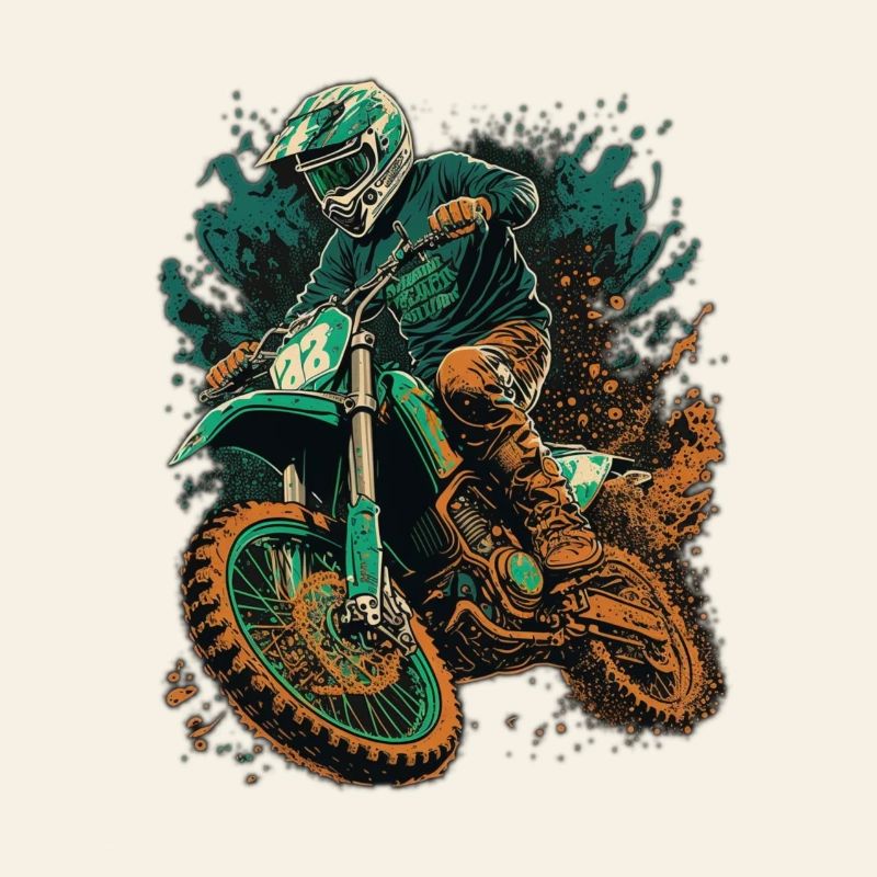 Motocross Vert Orage-Orange Splash