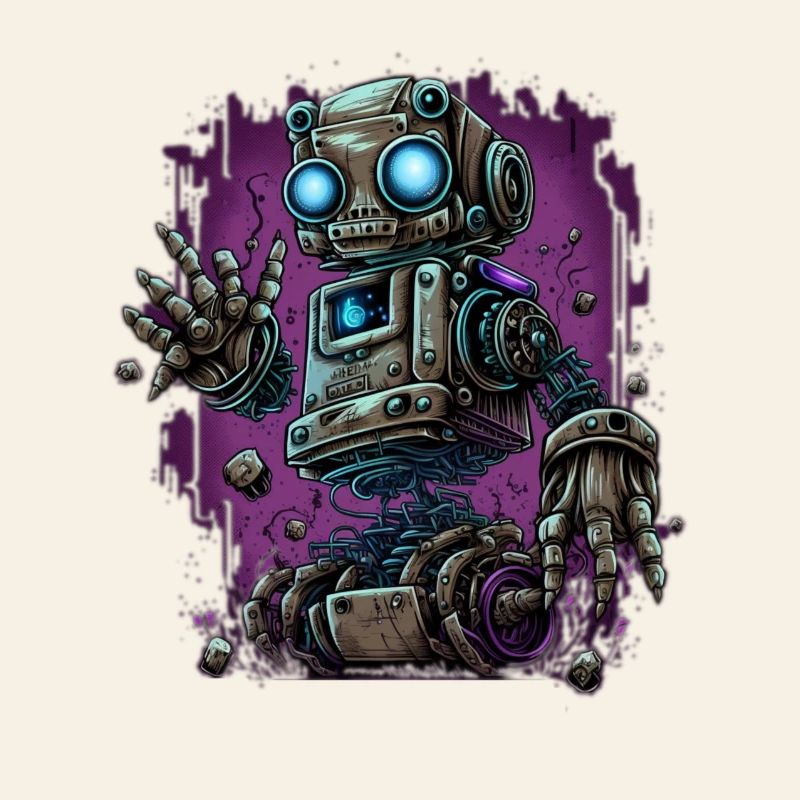 Robot à vapeur néon dans Junkyard Glow