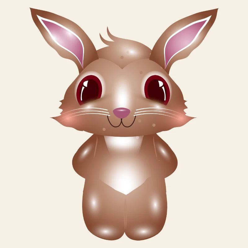 cute bunny with pink cheeks in comic style