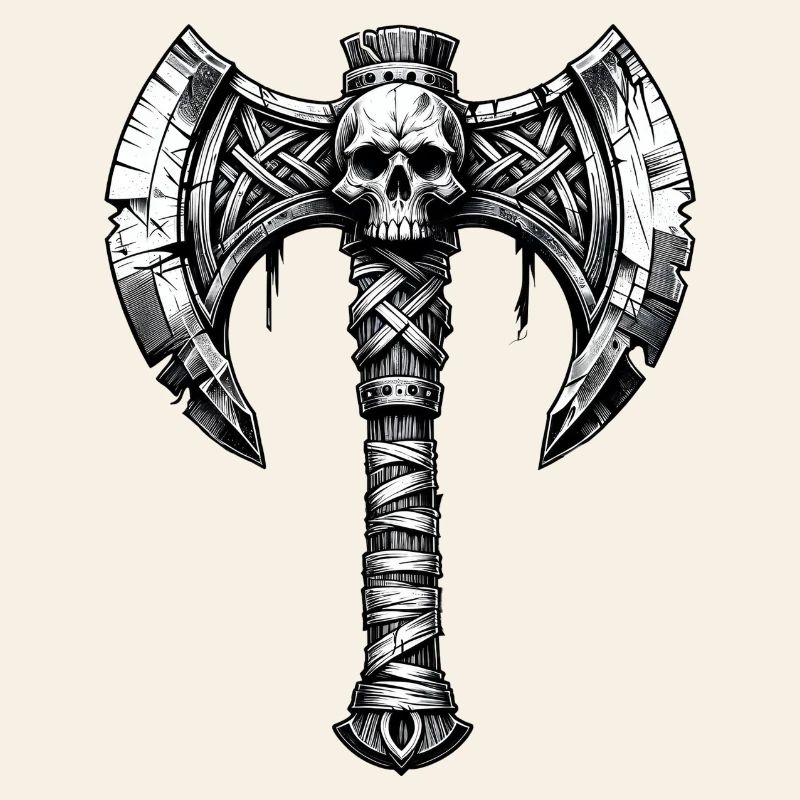 Axtwerfen Axt Totenkopf Design