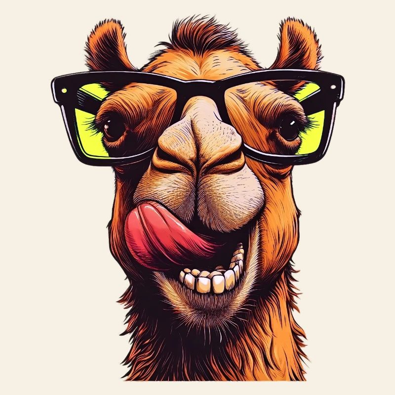 Camel avec lunettes de soleil