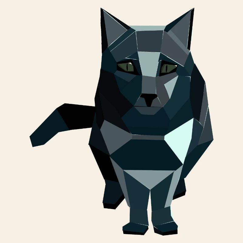 Chat géométrique de style obsidienne