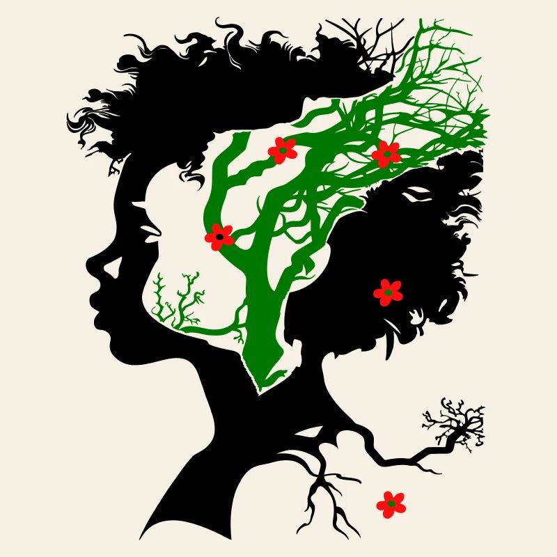 Abstrakter Baum mit Blüten