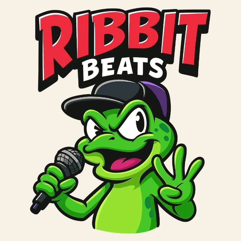 Funny frog with rap microphone