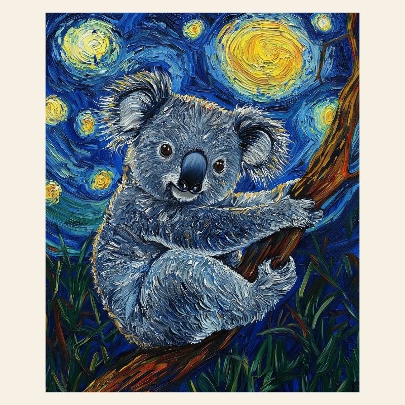 Koala Australia Van Gogh Style Starry Night