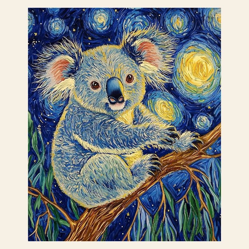 Koala Australien Van Gogh Style Starry Night