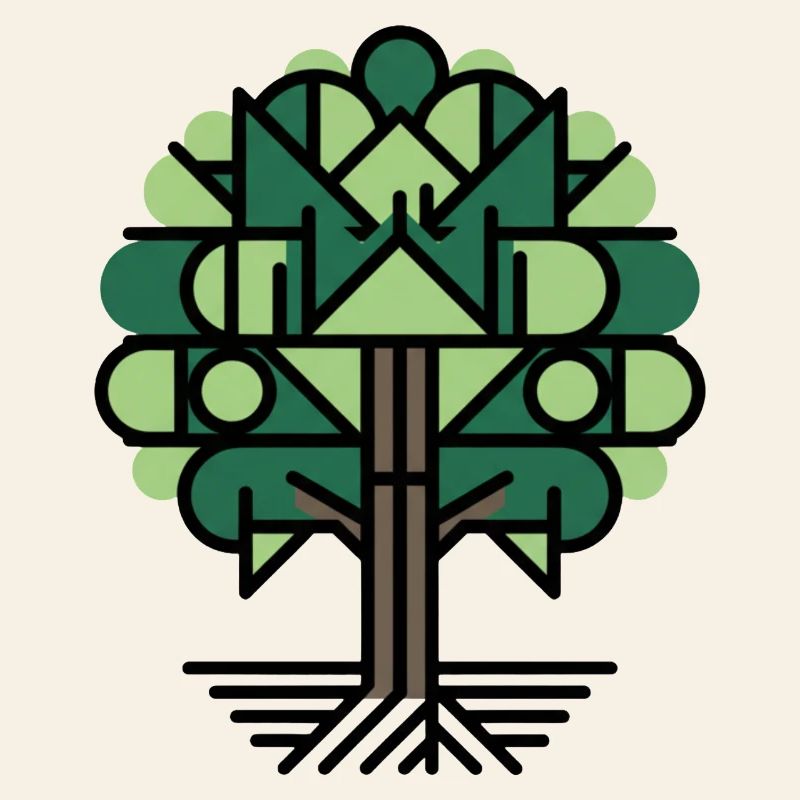 Geometric Tree Pattern Green