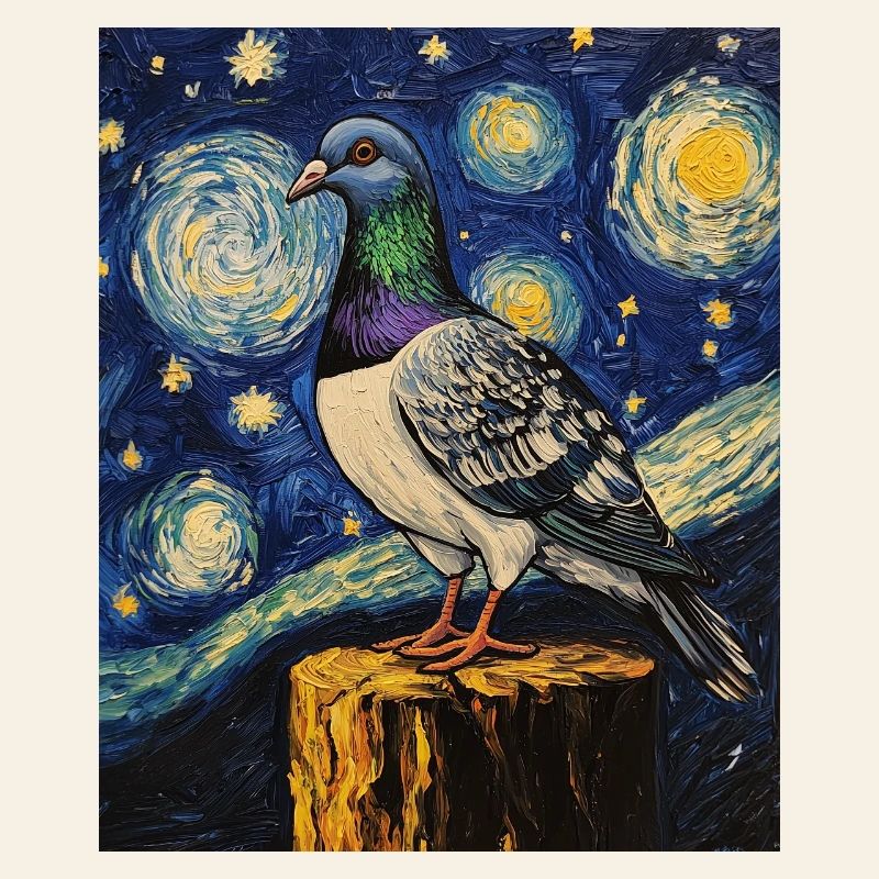 Dove Bird Van Gogh Style Starry Night