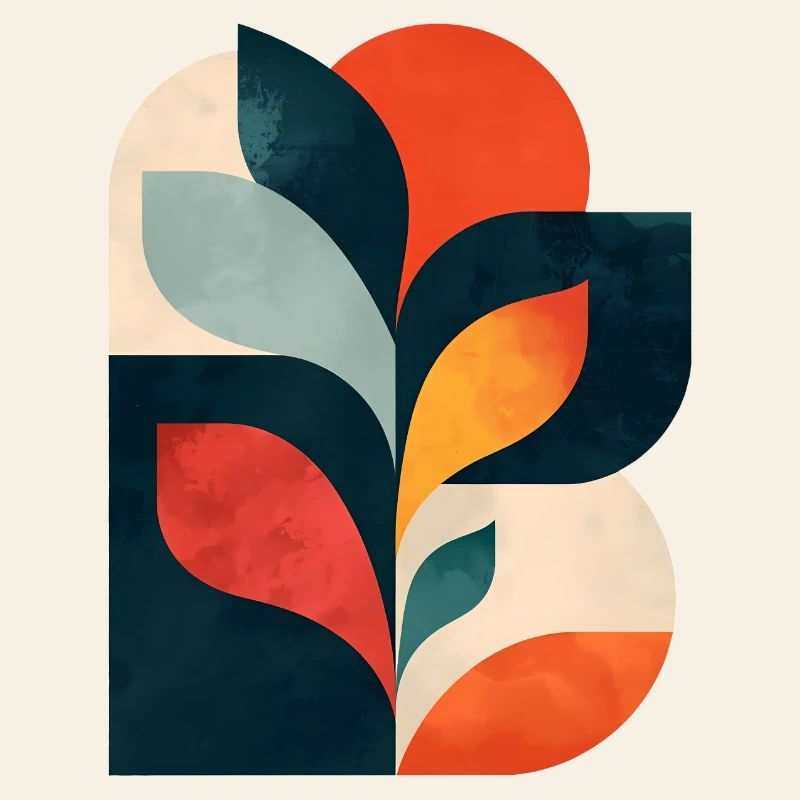 Abstract Botanical Collage - Modern Geometric Art