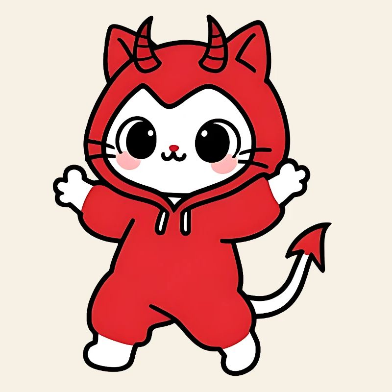 Cat Devil Kapuzenpullover Rot