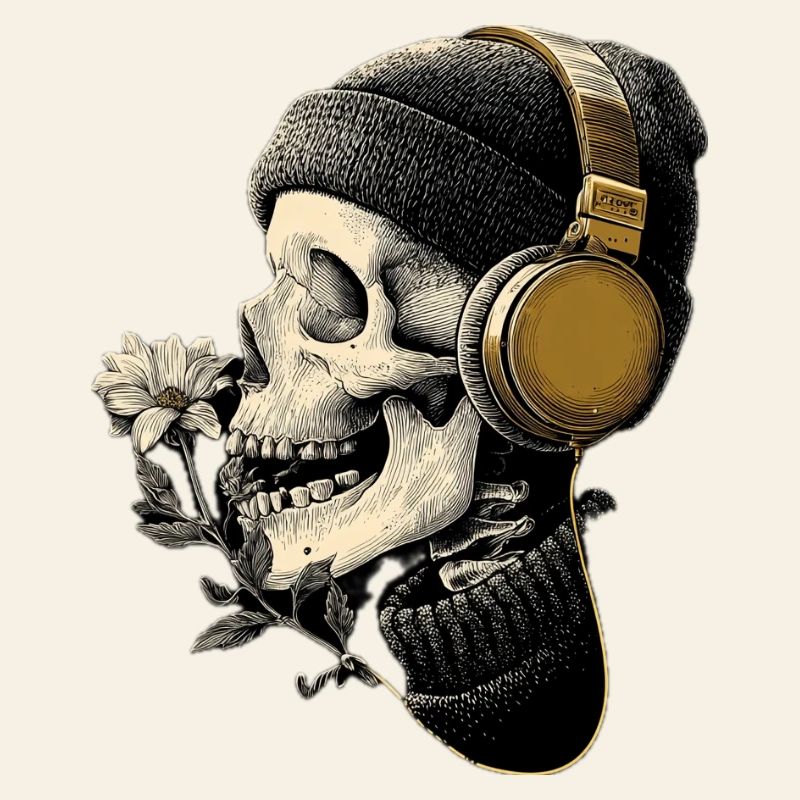Kopfhörer-Skull mit Blume