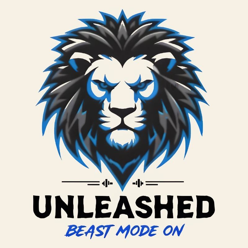 Blue Neon Lion Crest Unleashed