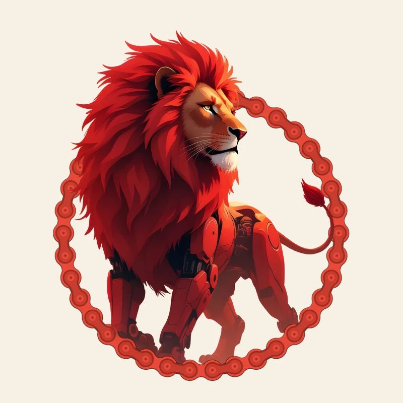 Roter Cyber-Löwe im Ring